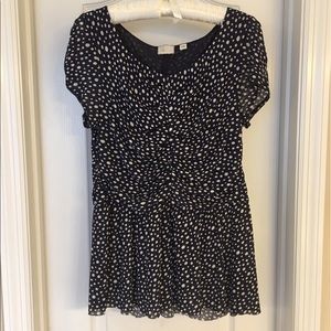 Anthropologie Postmark Blue & White Polka Dot Top